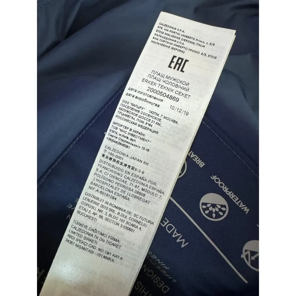 Falconeri Bomber Jacket Mens IT 54 Blue Waterproof Cashmere Lined Made Italy